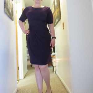 Fitted Eggplant Purple Dress. Size 12. 3/4 Sleeves